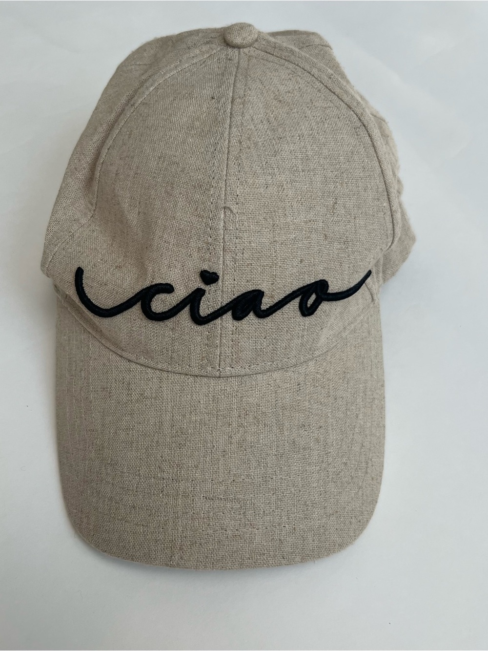 LPA “ciao” Natural/Taupe Linen Baseball Hat